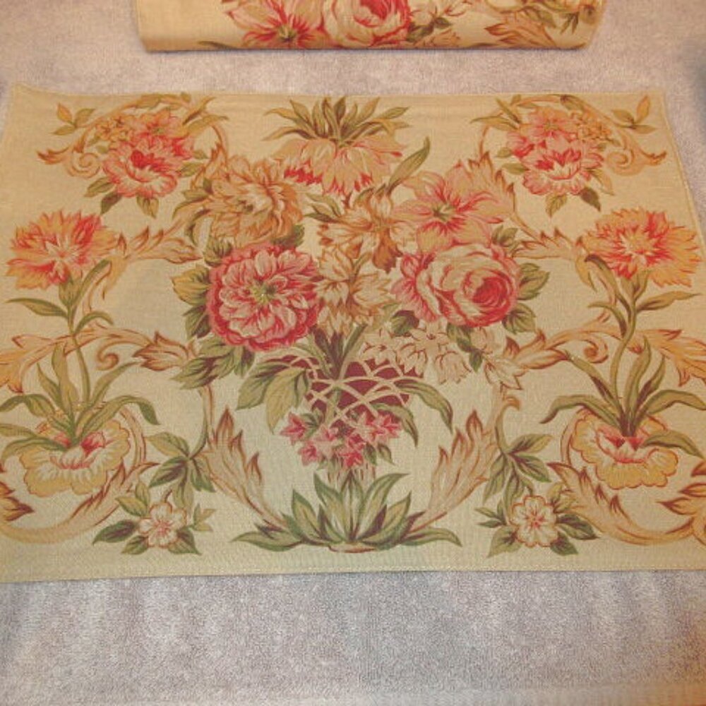 Vtg 6 Piece Ralph Lauren Guinevere Tapestry Placemats Regency Cottage Old Money